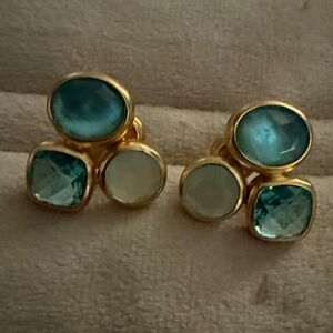 Elegant Gold and Blue Gemstone Earrings